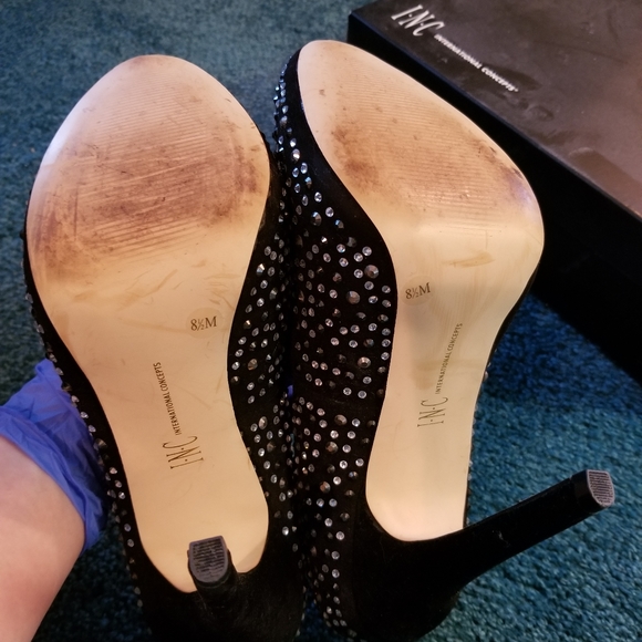 INC Lilly2Blk Sparkly Gemstone Heels - Picture 5 of 10